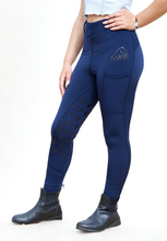 Load image into Gallery viewer, Karoo Equine - Half Seat Thermal Riding Leggings (Navy Blue)