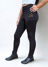 Load image into Gallery viewer, Karoo Equine - Half Seat Thermal Riding Leggings (Black)
