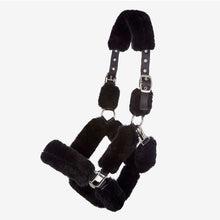 Load image into Gallery viewer, Faux Sheepskin Padded Headcollar- Black, Grey and Navy Blue